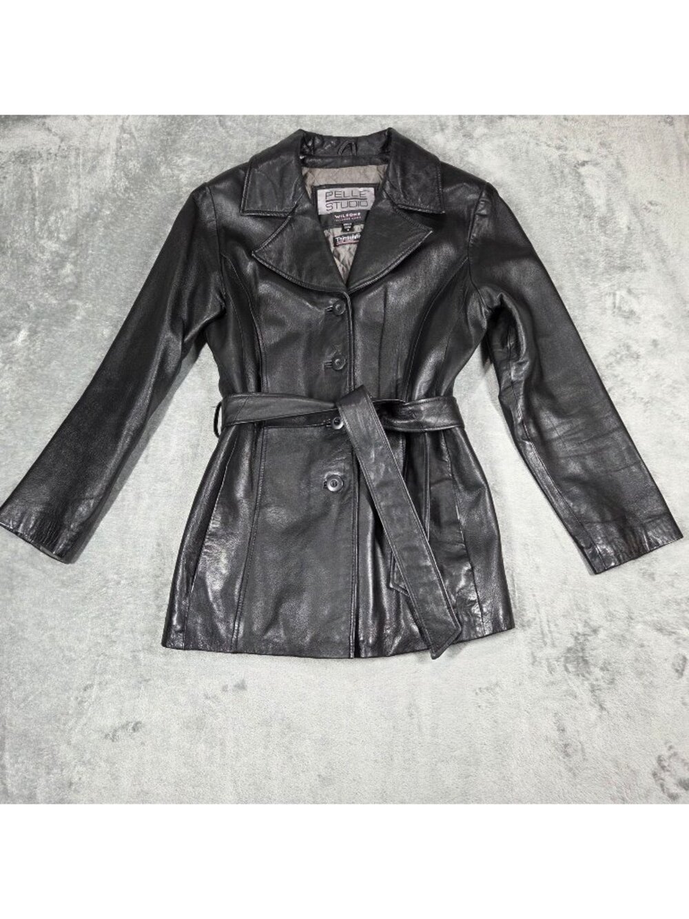 Wilsons Leather Jacket Womens Medium Black Leather Pelle Studio Thinsulate Coat